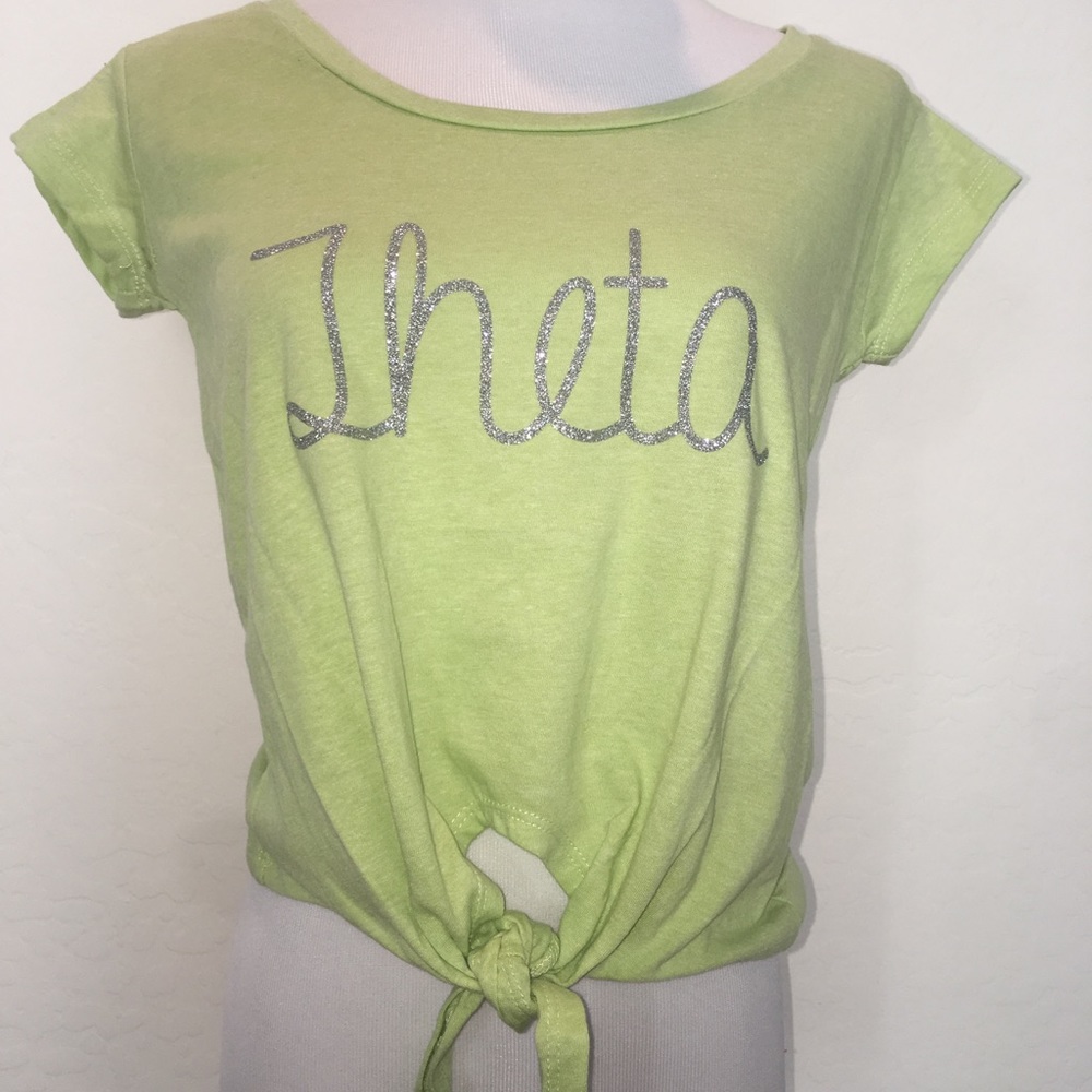 Theta Lime Colored Tied Tee